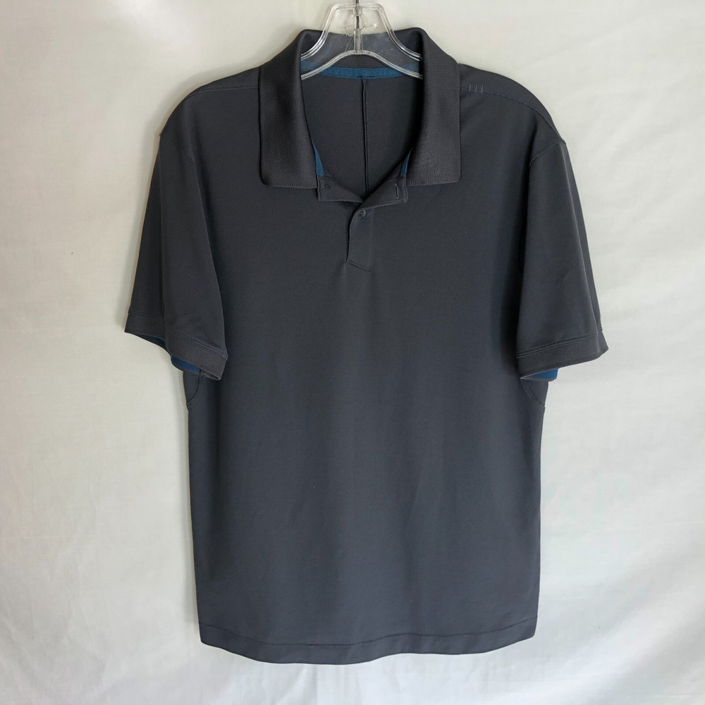 Lululemon Mens Charcoal Grey Athleisure Performance Stretch Polo Shirt‎ Size M